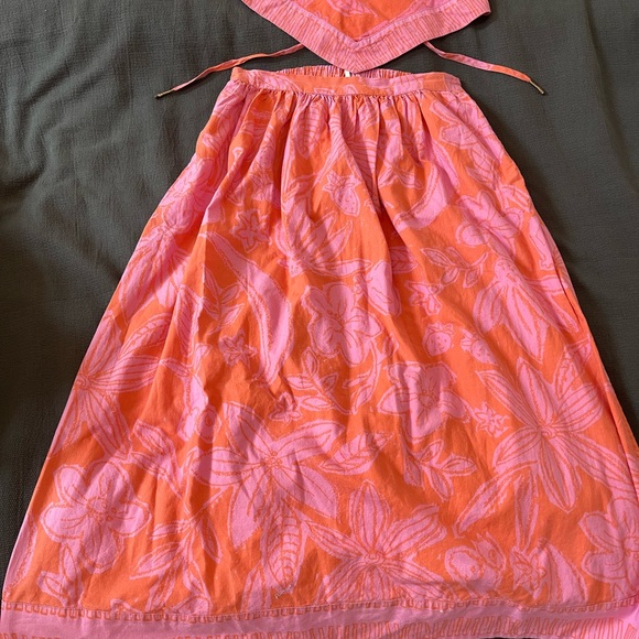 free people pink and orange dress FREE PEOPLE Womens Orange Daisy Sleeveless V Neck Maxi Dress 0